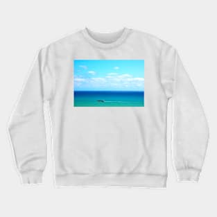 Heavenly view of the Adriatic Sea in Ortona with intensifying color and a boat Crewneck Sweatshirt